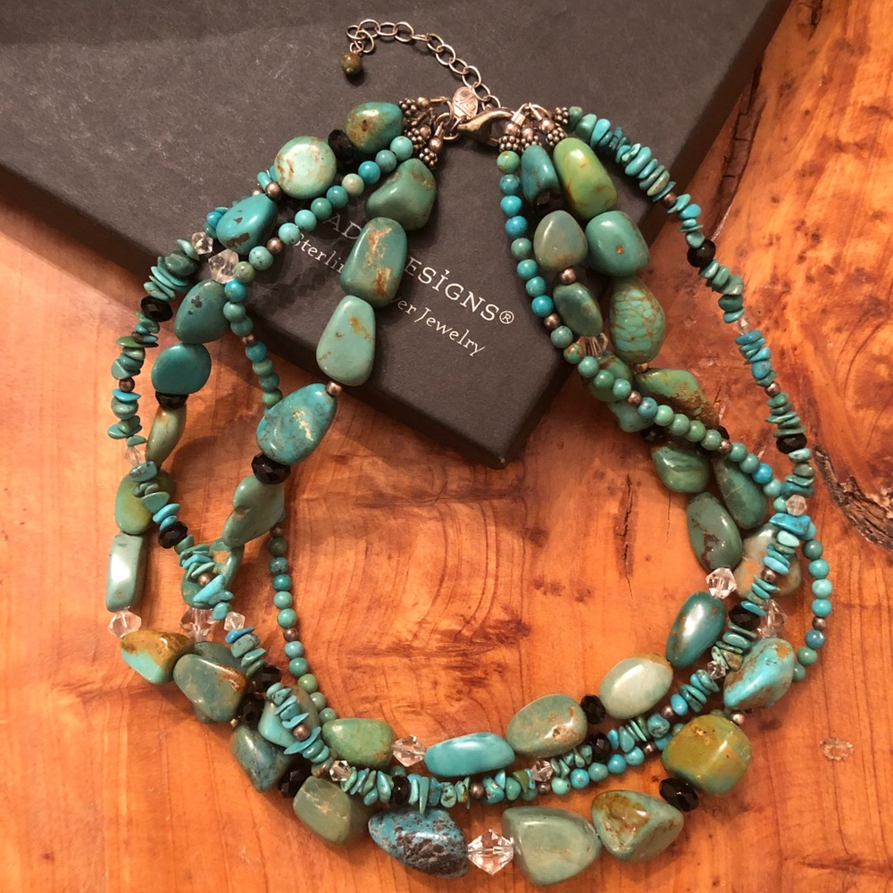 Silpada Four Strand Sterling Silver Turquoise Necklace N1299
